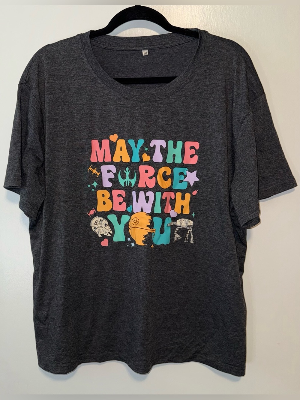 Women's Dark Gray 'May the Force Be With You' Graphic Tee
